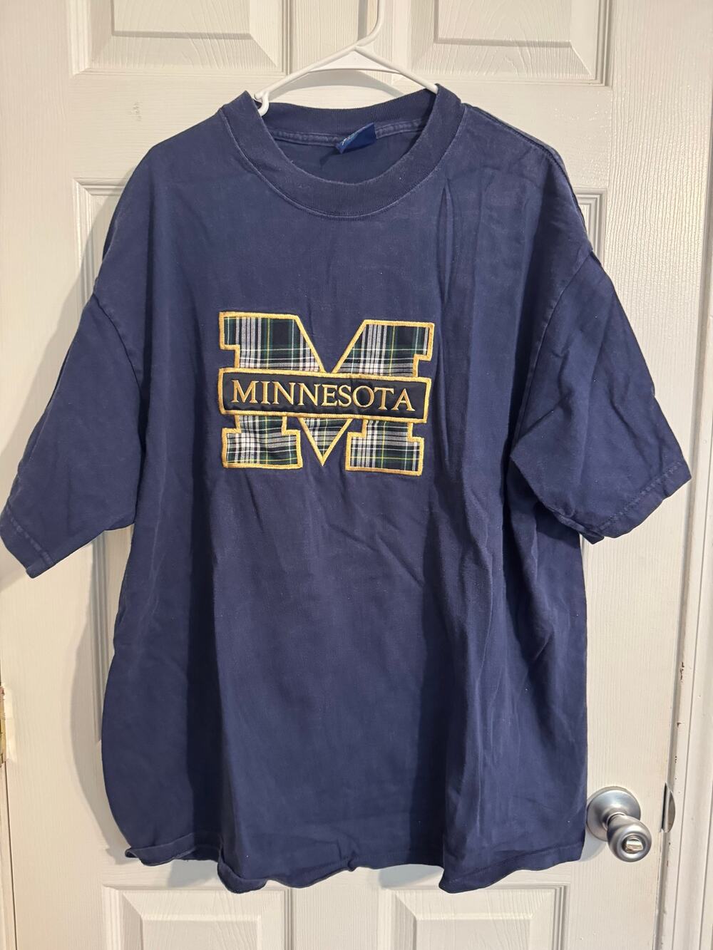 Oarsman Vintage Minnesota 80s 90s Cotton T-Shirt Embroidered Patch Plaid Sz: 2XL